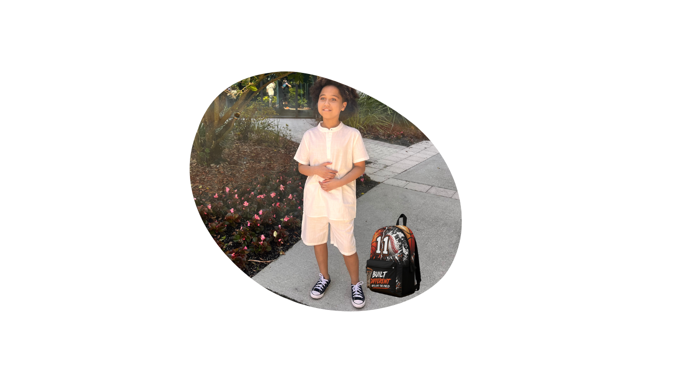 Children with backpacks smiling